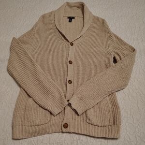 Gap Men's Cream Rib Shawl Collar Cardigan